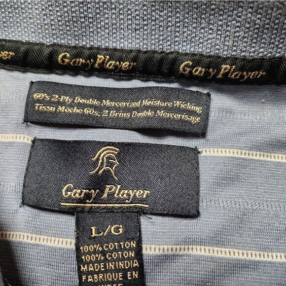 Gary Player Grey Striped Short Sleeve Golf Polo Shirt Sz Large - Picture 5 of 10